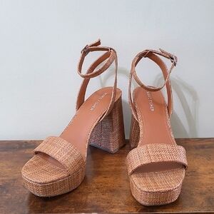 Marc Fisher Tan Woven Platform Sandals